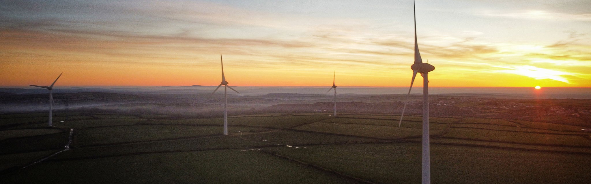 Windfarms at Sunset in North Cornwall